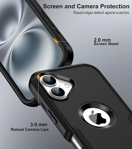 for iPhone 16 Case with Belt Clip Holster,2X Screen Protector, Heavy Duty Protection,Military-Grade Protection,Anti-Drop,Shockproof Phone Cover for iPhone 16 Case,Black in Kuwait