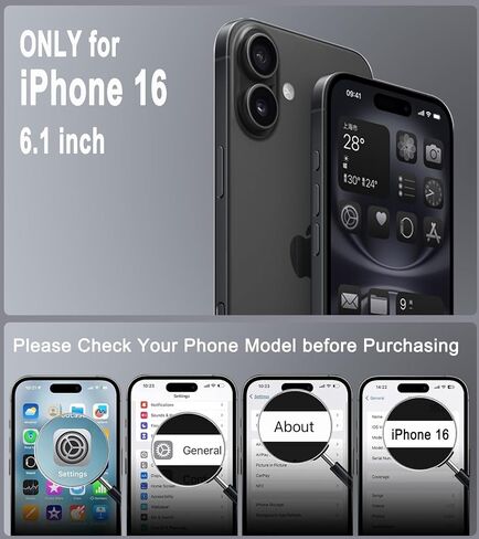 for iPhone 16 Case with Belt Clip Holster,2X Screen Protector, Heavy Duty Protection,Military-Grade Protection,Anti-Drop,Shockproof Phone Cover for iPhone 16 Case,Black in Kuwait
