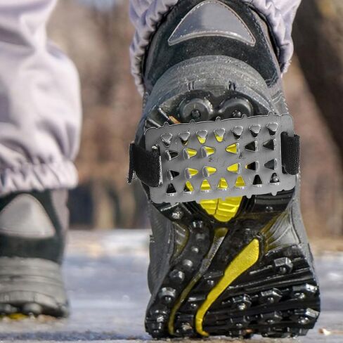 Mountaineering Ice Grippers 26-Spike Steel Anti-Slip Shoe Covers Snow Traction Crampons for Hiking Winter Climbing Outdoors in Kuwait