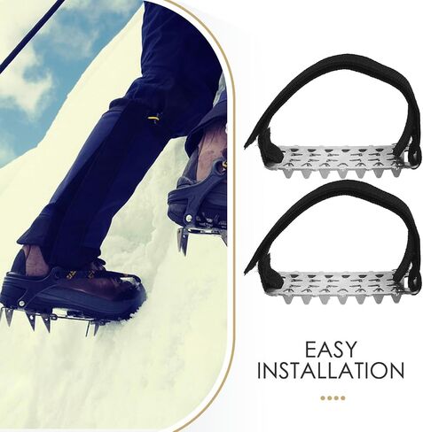 Mountaineering Ice Grippers 26-Spike Steel Anti-Slip Shoe Covers Snow Traction Crampons for Hiking Winter Climbing Outdoors in Kuwait