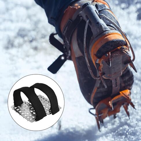 Mountaineering Ice Grippers 26-Spike Steel Anti-Slip Shoe Covers Snow Traction Crampons for Hiking Winter Climbing Outdoors in Kuwait