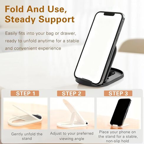 6-Pack Portable Phone & Tablet Stand(Black&White), Foldable Multi-Angle Desk Holders, Adjustable Universal Holder for Samsung Galaxy, iPad, iPhone in Kuwait