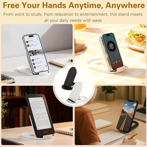 6-Pack Portable Phone & Tablet Stand(Black&White), Foldable Multi-Angle Desk Holders, Adjustable Universal Holder for Samsung Galaxy, iPad, iPhone in Kuwait