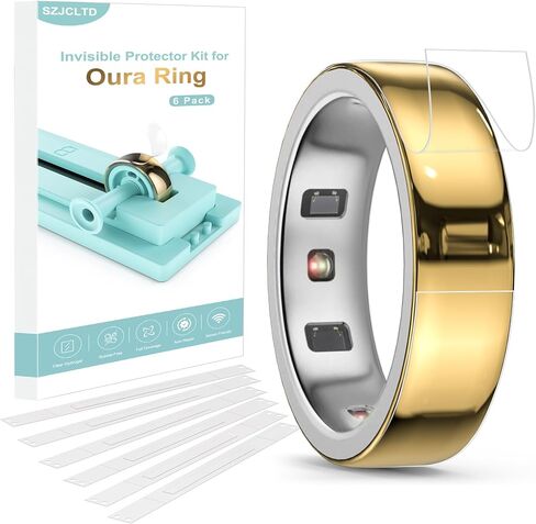 6 Pack Ring Skin for Oura Ring Gen 4, Clear Full Coverage TPU Protector with Exclusive Installation Tool Kit, Bubble-Free Anti-Scratch, No Interference with Sensors & Charging (Size 9) in Kuwait
