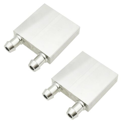 2pcs 40×40×12mm Aluminum Water Cooling Block, Silver Liquid Water Cooler Heat Sink System for PC Computer CPU Graphics Radiator in Kuwait
