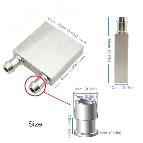 2pcs 40×40×12mm Aluminum Water Cooling Block, Silver Liquid Water Cooler Heat Sink System for PC Computer CPU Graphics Radiator in Kuwait
