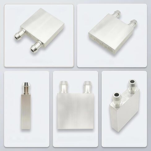 2pcs 40×40×12mm Aluminum Water Cooling Block, Silver Liquid Water Cooler Heat Sink System for PC Computer CPU Graphics Radiator in Kuwait