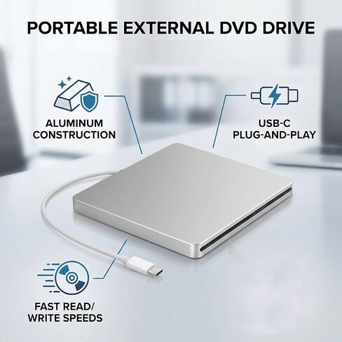 External DVD Drive USB C Aluminum Alloy Slot Loading in Kuwait