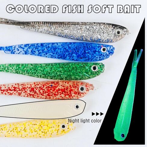 60Pcs Soft Fishing Lures Plastic Paddle Split Tail Swim Baits Kit for Bass Trout Walleye Crappie 6 Mixed Colors Saltwater Freshwater 2.8in/0.27oz in Kuwait