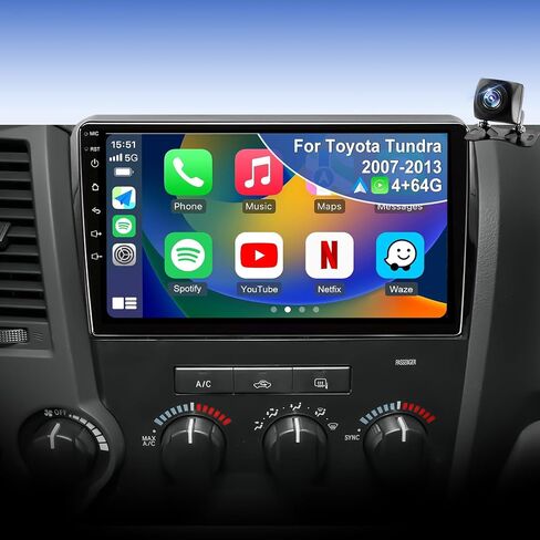 4G+64G Upgrade Android Car Radio for Toyota Tundra 2014-2021, Car Audio HD 9inch Touchscreen Setero Head Unit Wireless Carplay Android Auto GPS Navigation SWC DSP Bluetooth Backup Camera 5GWiFi FM in Saudi Arabia