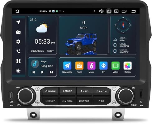 Android 14 Car Radio Stereo Upgrade for Jeep Wrangler JL & Gladiator JT 2018-2022, 9" QLED IPS Touch Screen, Wireless Carplay & Android Auto Head Unit GPS DSP/DTS 4G LTE, 5G WiFi Octa core 4GB+64GB in Kuwait