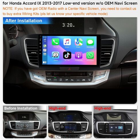 ASURE Car Stereo for Honda Accord 2013-2017 Base Models, Wireless CarPlay in Saudi Arabia