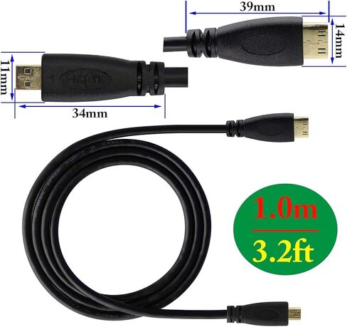 Micro hdmi Socket Male to Mini hdmi Male Converter,high Speed Micro hdmi Cable 4k,Compatible with Digital Cameras, Tablet,Monitors,and Other Devices.(1m) (C/D) in Kuwait