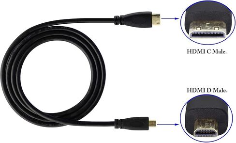 Micro hdmi Socket Male to Mini hdmi Male Converter,high Speed Micro hdmi Cable 4k,Compatible with Digital Cameras, Tablet,Monitors,and Other Devices.(1m) (C/D) in Kuwait