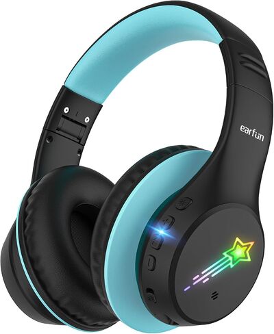 EarFun K4 Kids Bluetooth Headphones, Wireless Headphones with Lights, Blue in Kuwait