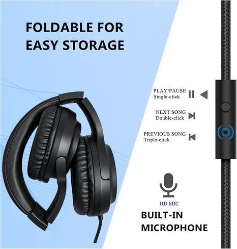 Wired Classroom Headphones 10-Pack, Over-Ear 3.5mm Headphones for School in Kuwait