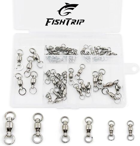 FishTrip 25/50pcs Ball Bearing Swivels with Split Rings for Saltwater in Kuwait