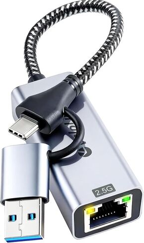 USB A/C to Ethernet Adapter,Ethernet to USB,USBA to RJ45 for Nintendo Switch 2,Gigabit Ethernet Adapter, LAN Network for Laptop, MacBook,Chromebook,Surface, Desktop,PC and More (USB A+C 2.5G) in Kuwait