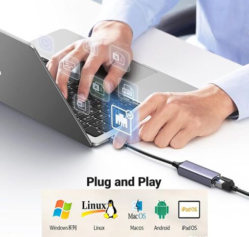 Type-C USB C to Ethernet Adapter Plug and Play USB C A to RJ45 Cable Network Adapter for Laptop iPad Pro ChromeBook XPS Galaxy S9/S8 iPad and More in Kuwait