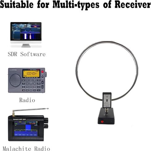 GA800 Portable Active Shortwave Antenna (Free of Tuning), WOOKLEA Loop Antenna 10kHz-159MHz, with BNC Cable, LW MW SW FM Air V Band, Used for Amateur Radio in Kuwait