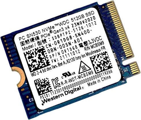 Western Digital 512GB SSD PC SN530 M.2 2230 30mm PCIe Gen3 x4 NVMe SDBPTPZ-512G Solid State Drive for Dell HP Lenovo Laptop Desktop Ultrabook Surface in Kuwait