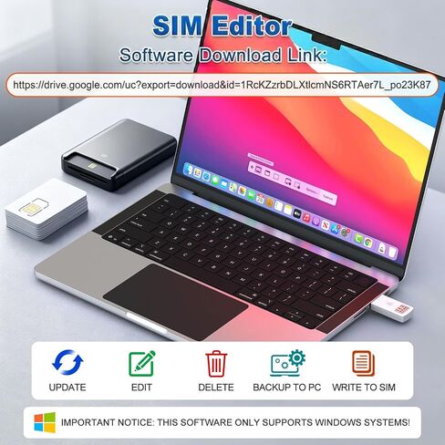 SIM Card Reader - Nano Micro Standard USB SIM Card Adapter with Eject Pin for Windows PC Laptop, Read Edit Copy Contacts SMS Messages Nano SIM Adapter Reader for SIM Memory Card Backup Management in Kuwait