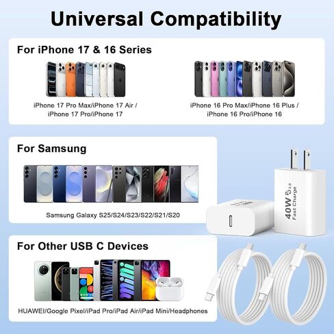 [Apple MFi Certified] 40W iPhone 17 Charger,USB C Wall Charger Cable in Kuwait