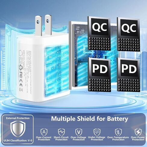 2Pack 60W 4Port USB C Charger Block, Linocell Multiport Type C Wall Charger in Kuwait