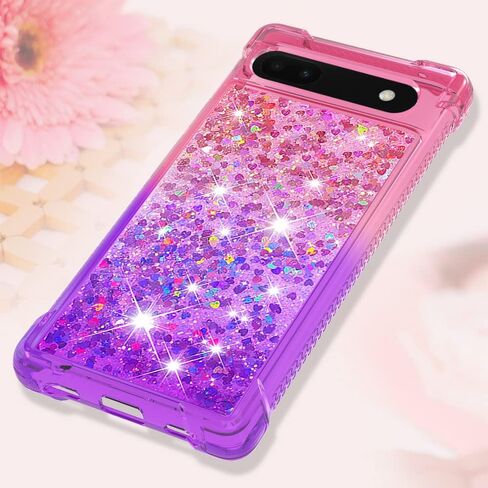 for Pixel 6a Case with Screen Protector, Glitter Purple Pink in Kuwait