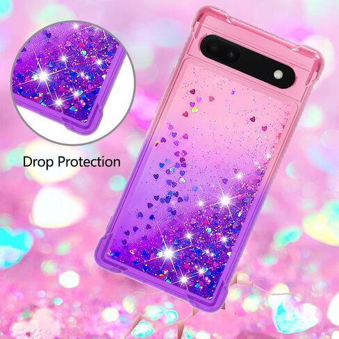 for Pixel 6a Case with Screen Protector, Glitter Purple Pink in Kuwait