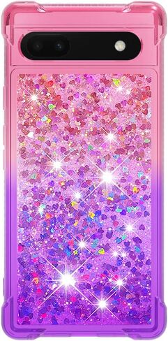 for Pixel 6a Case with Screen Protector, Glitter Purple Pink in Kuwait
