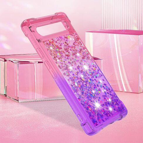 for Pixel 6a Case with Screen Protector, Glitter Purple Pink in Kuwait