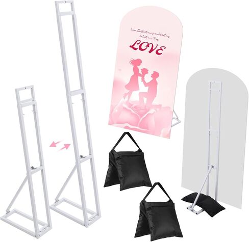 2 Pack White Wedding Backdrop Stand, Adjustable from 45 to 79 Inch, Heavy Duty Photo Booth Stand with Weight Bags for Party, Bridal Shower, Birthday, Baby Shower, Event Decoration in Kuwait