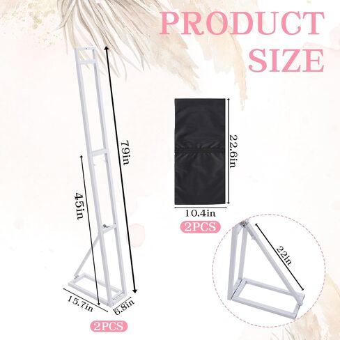 2 Pack White Wedding Backdrop Stand, Adjustable from 45 to 79 Inch, Heavy Duty Photo Booth Stand with Weight Bags for Party, Bridal Shower, Birthday, Baby Shower, Event Decoration in Kuwait