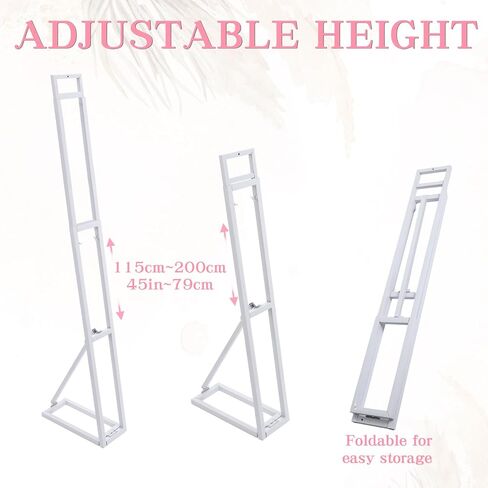 2 Pack White Wedding Backdrop Stand, Adjustable from 45 to 79 Inch, Heavy Duty Photo Booth Stand with Weight Bags for Party, Bridal Shower, Birthday, Baby Shower, Event Decoration in Kuwait