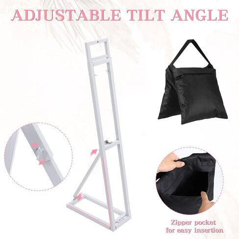 2 Pack White Wedding Backdrop Stand, Adjustable from 45 to 79 Inch, Heavy Duty Photo Booth Stand with Weight Bags for Party, Bridal Shower, Birthday, Baby Shower, Event Decoration in Kuwait