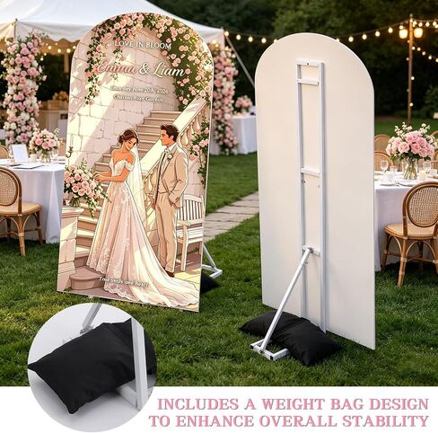 2 Pack White Wedding Backdrop Stand, Adjustable from 45 to 79 Inch, Heavy Duty Photo Booth Stand with Weight Bags for Party, Bridal Shower, Birthday, Baby Shower, Event Decoration in Kuwait
