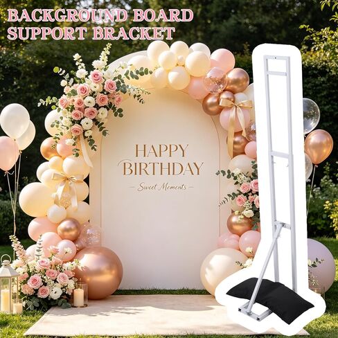 2 Pack White Wedding Backdrop Stand, Adjustable from 45 to 79 Inch, Heavy Duty Photo Booth Stand with Weight Bags for Party, Bridal Shower, Birthday, Baby Shower, Event Decoration in Kuwait