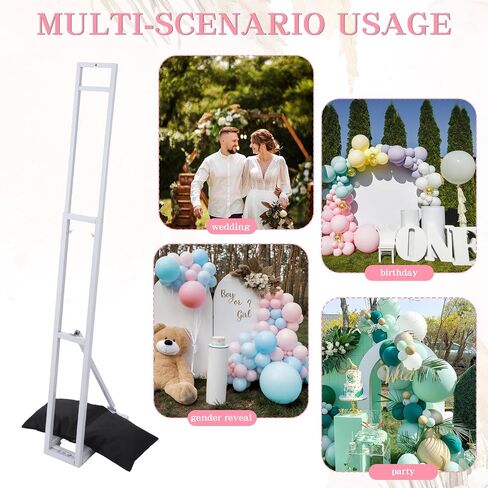 2 Pack White Wedding Backdrop Stand, Adjustable from 45 to 79 Inch, Heavy Duty Photo Booth Stand with Weight Bags for Party, Bridal Shower, Birthday, Baby Shower, Event Decoration in Kuwait