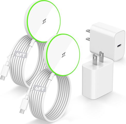 Magnetic Wireless iPhone Charger,[Apple MFi Certified]2Pack PD Fast Charging Block with 6Feet Fast Mag Safe Wireless Charging Pad Magnetic Charger for iPhone 17/17Air/17 Pro Max/16/15/14/13/12,AirPods in Kuwait