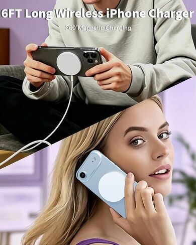 Magnetic Wireless iPhone Charger,[Apple MFi Certified]2Pack PD Fast Charging Block with 6Feet Fast Mag Safe Wireless Charging Pad Magnetic Charger for iPhone 17/17Air/17 Pro Max/16/15/14/13/12,AirPods in Kuwait