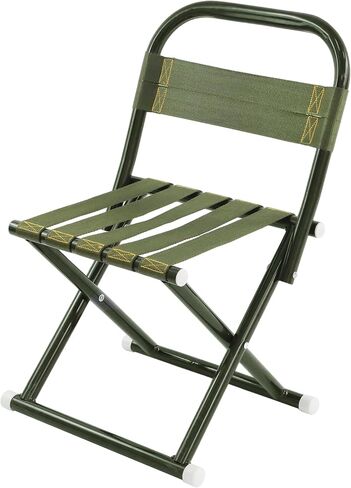 Portable Camping Chair, Full Steel Frame Folding Stool with Back, 400LBS Capacity Military Green Outdoor Chair for Adults, Heavy-Duty Webbing Seat, Compact Foldable Design for Hunting, Fishing, Hiking in Saudi Arabia