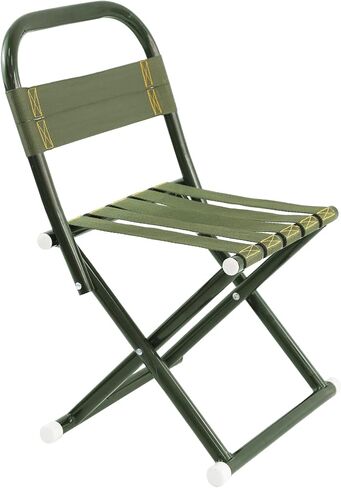 Portable Camping Chair, Full Steel Frame Folding Stool with Back, 400LBS Capacity Military Green Outdoor Chair for Adults, Heavy-Duty Webbing Seat, Compact Foldable Design for Hunting, Fishing, Hiking in Saudi Arabia