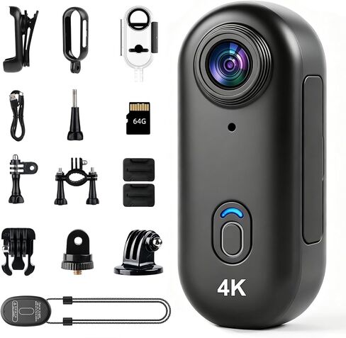 4K Mini Body Camera - Motorcycle Camera with Magnetic lanyard & 64GB Card in Kuwait
