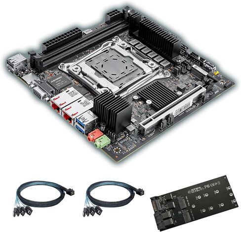 C612 Mini-ITX NAS Motherboard for E5 v3/v4, Dual 10GbE, 10 SATA, Dual M.2 NVMe, ECC Memory Support(1×M.2 Adapter + 2×SFF-8643 Cables) in Kuwait