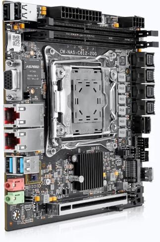 C612 Mini-ITX NAS Motherboard for E5 v3/v4, Dual 10GbE, 10 SATA, Dual M.2 NVMe, ECC Memory Support(1×M.2 Adapter + 2×SFF-8643 Cables) in Kuwait