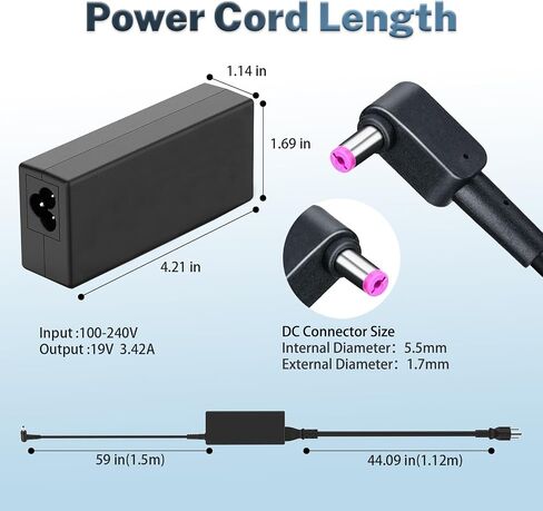 N19C3 N16Q2 N17C4 N17Q1 65W Charger Fit for Acer Aspire 3 5 E5 E5-576 E5-575 E5-573 E1 E15 A11-065N1A Aspire A315 A315-21 N19C1 N17Q4 N20Q1 N15W5 N15W4 Laptop Adapter Power Supply Cord 5.5 * 1.7mm in Kuwait