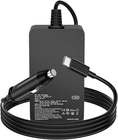 Laptop Car Charger 100W, USB C Port – Replacement for MacBook Pro/Air, Dell, HP,ASUS, Acer - with Extra USB-A Port for Tablets, Phones, Earbuds and More Other USBC Devices Computer AC Adapter in Kuwait