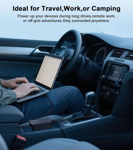 Laptop Car Charger 100W, USB C Port – Replacement for MacBook Pro/Air, Dell, HP,ASUS, Acer - with Extra USB-A Port for Tablets, Phones, Earbuds and More Other USBC Devices Computer AC Adapter in Kuwait