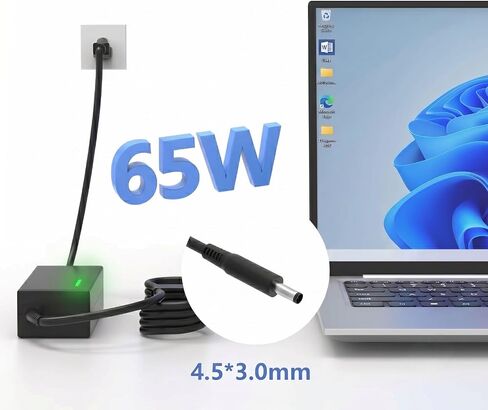 65W 4.5mm AC Adapter Compatible with Dell DC15250, Insprion 14 15 16 Laptop in Saudi Arabia